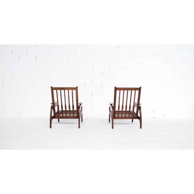 Pair of vintage armchairs in rosewood Scandinavian 60s