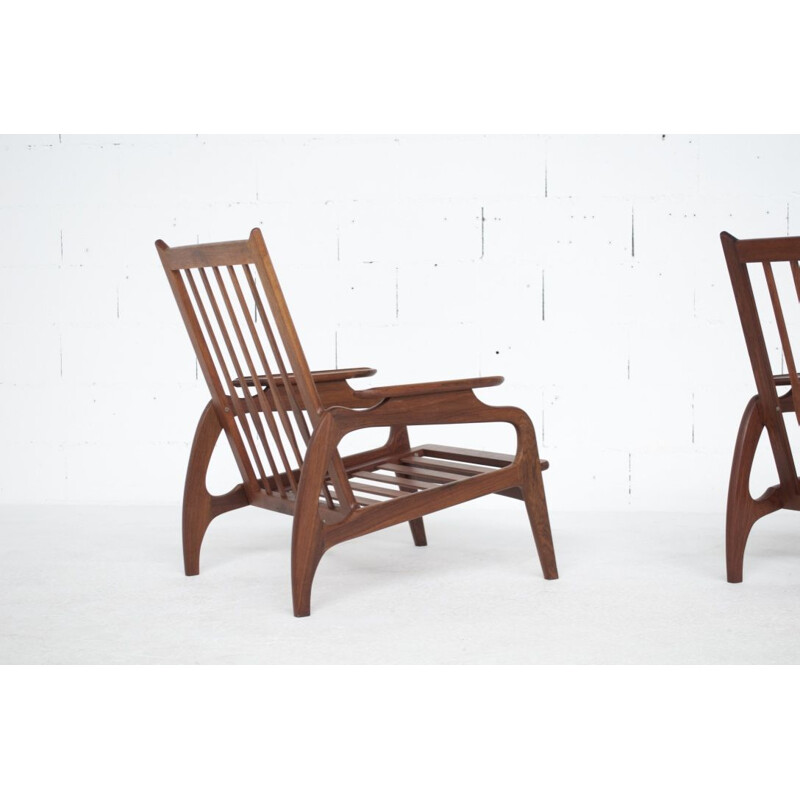 Pair of vintage armchairs in rosewood Scandinavian 60s