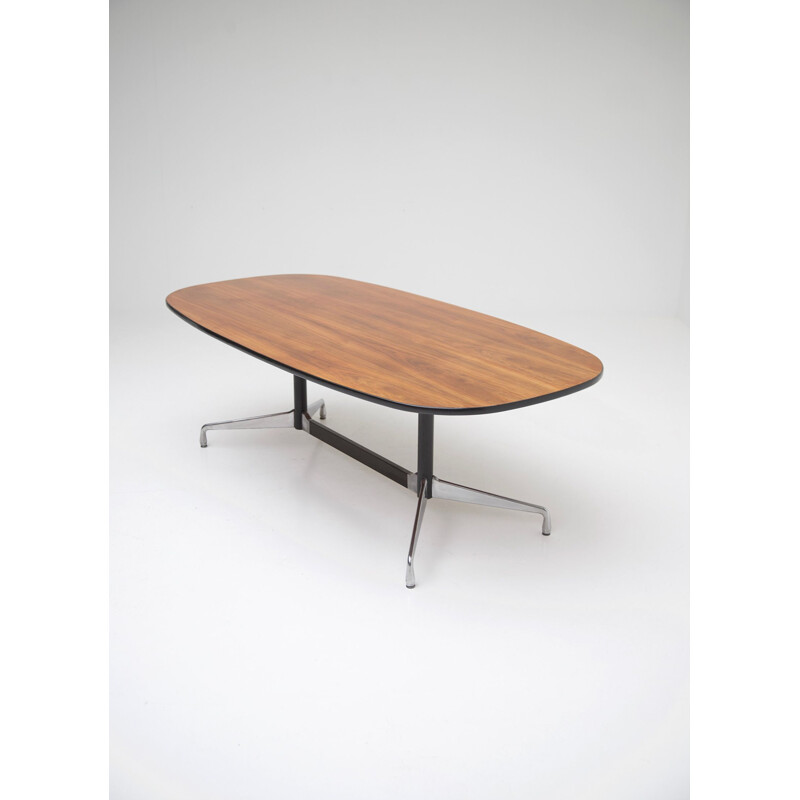 Table vintage Segmented de Eames pour Miller en noyer et aluminium