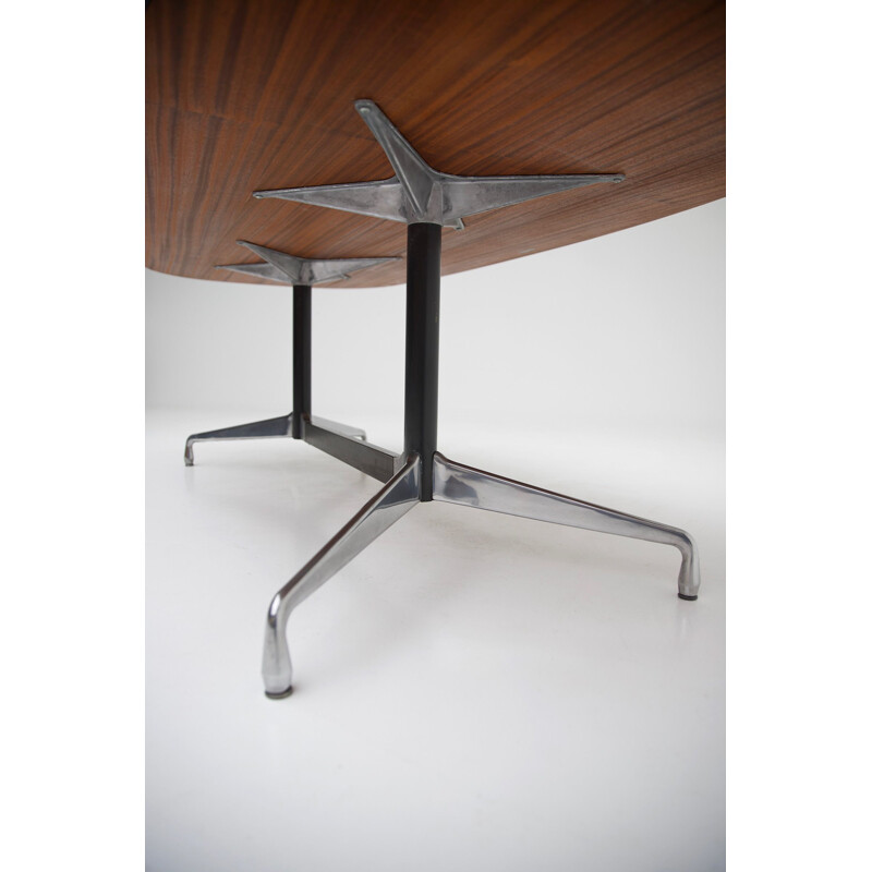 Table vintage Segmented de Eames pour Miller en noyer et aluminium