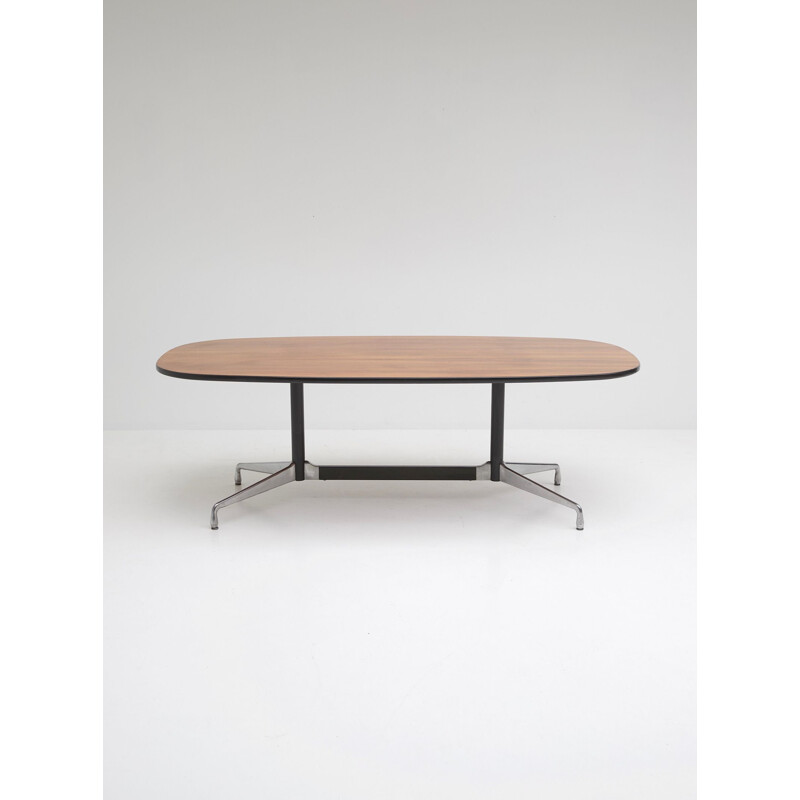 Table vintage Segmented de Eames pour Miller en noyer et aluminium