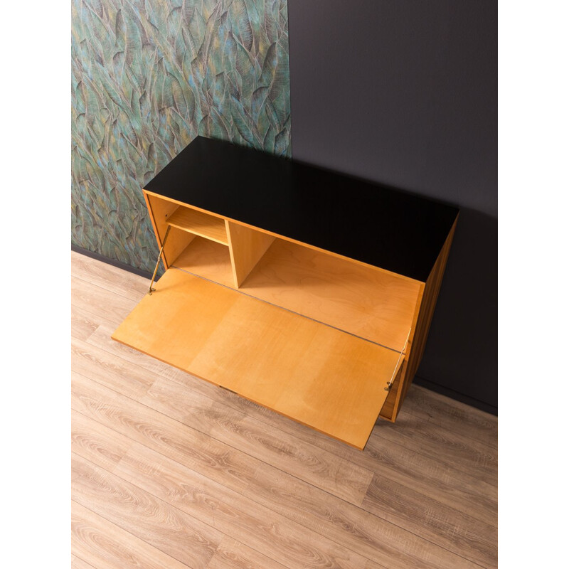 Vintage secretary desk in walnut and black formica 1950s