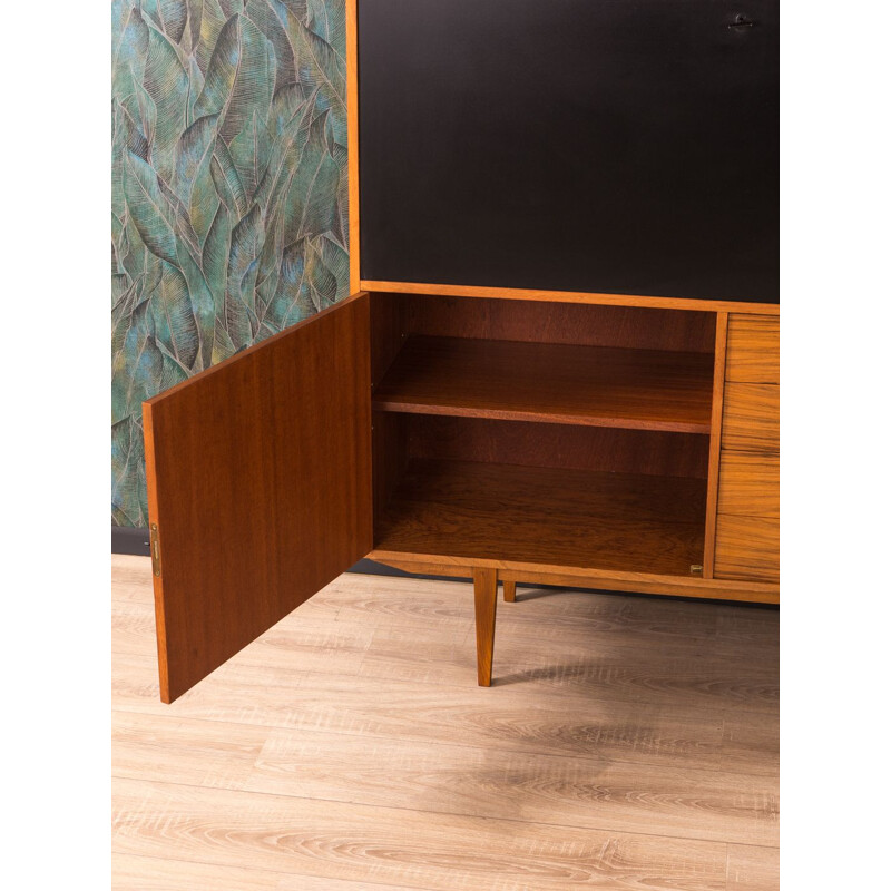 Vintage secretary desk in walnut and black formica 1950s