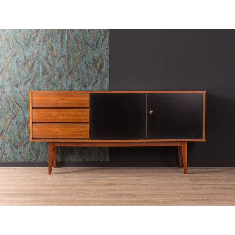 Vintage german sideboard in walnut and black formica 1960