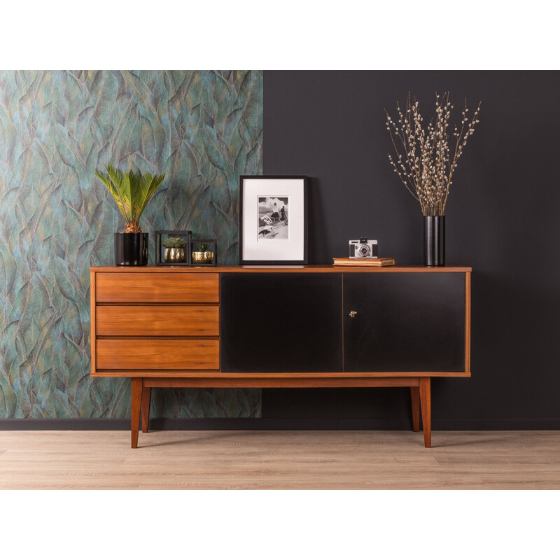 Vintage german sideboard in walnut and black formica 1960