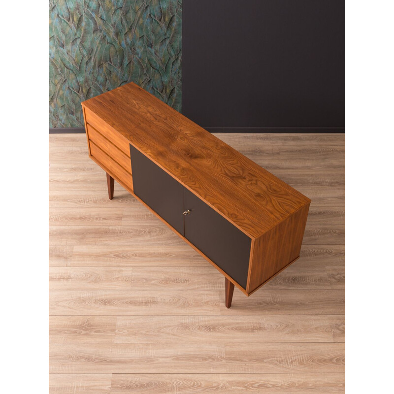 Vintage german sideboard in walnut and black formica 1960