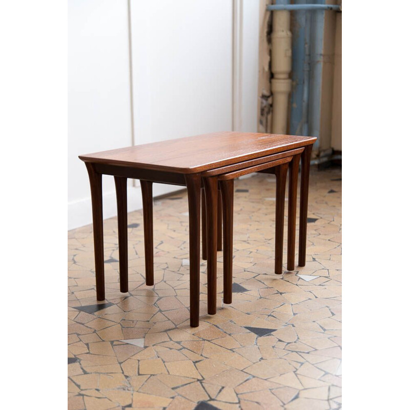 Set of vintage rosewood nesting tables 1960