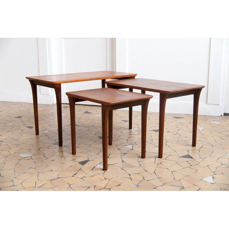 Set of vintage rosewood nesting tables 1960