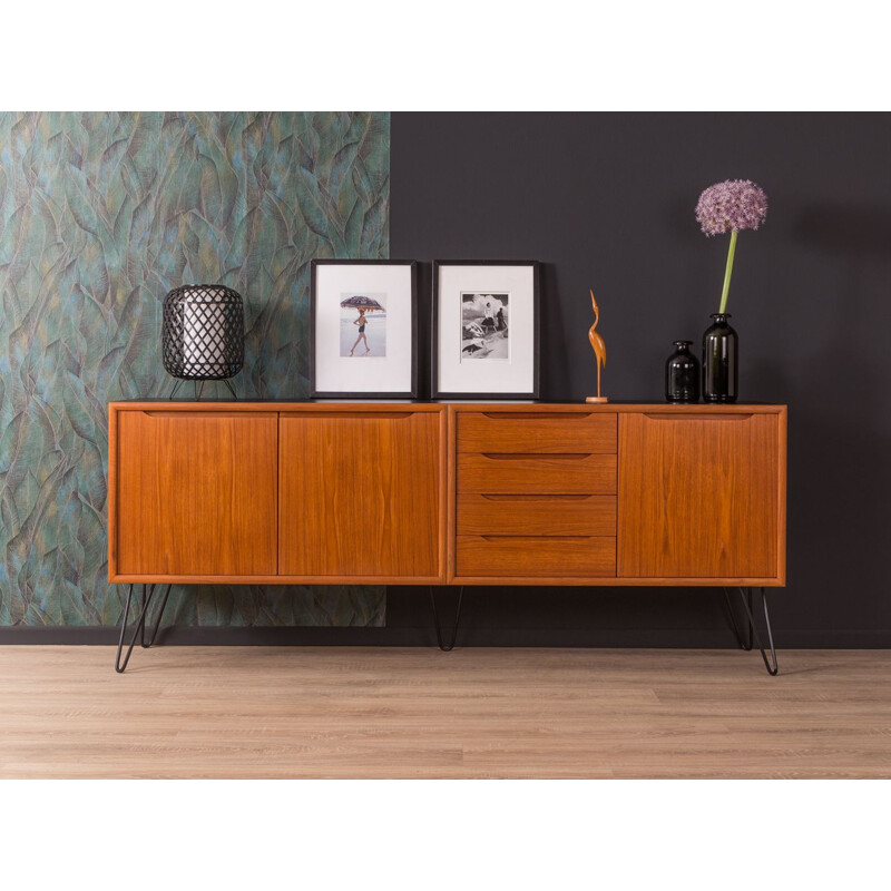 Enfilade vintage scandinave en teck et formica noir 1960