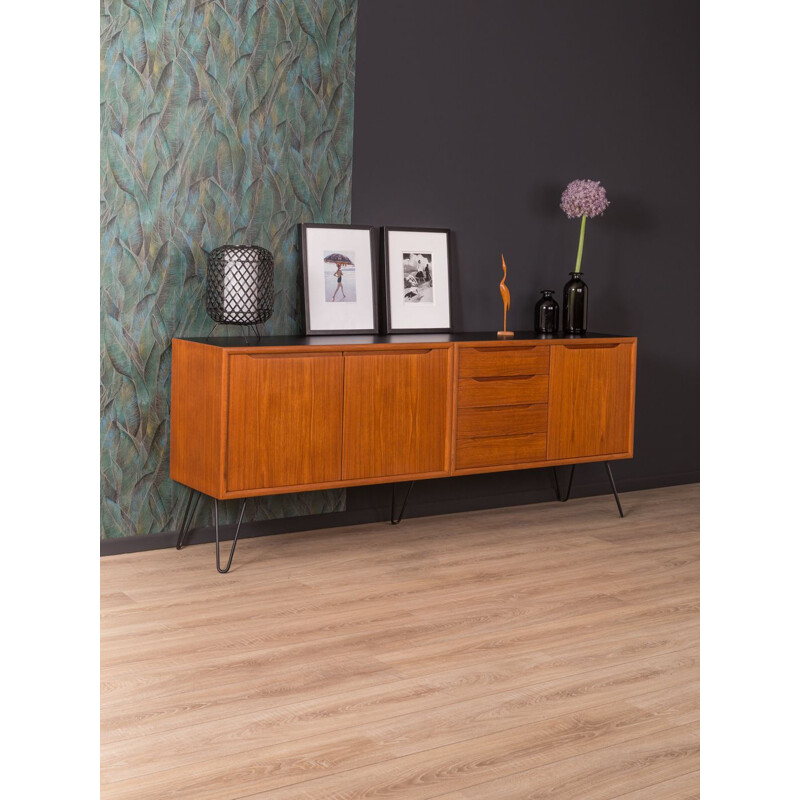 Vintage scandinavian sideboard in teakwood and black formica 1960