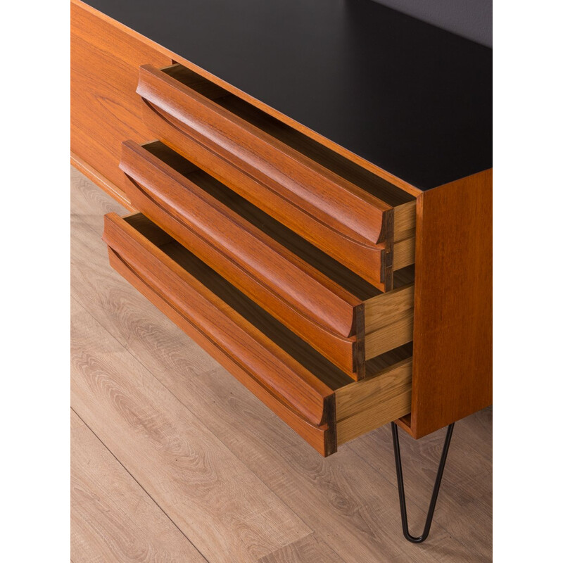 Vintage scandinavian sideboard in teakwood and black formica 1960