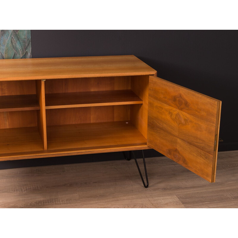 Vintage german sideboard in walnut and black steel 1950