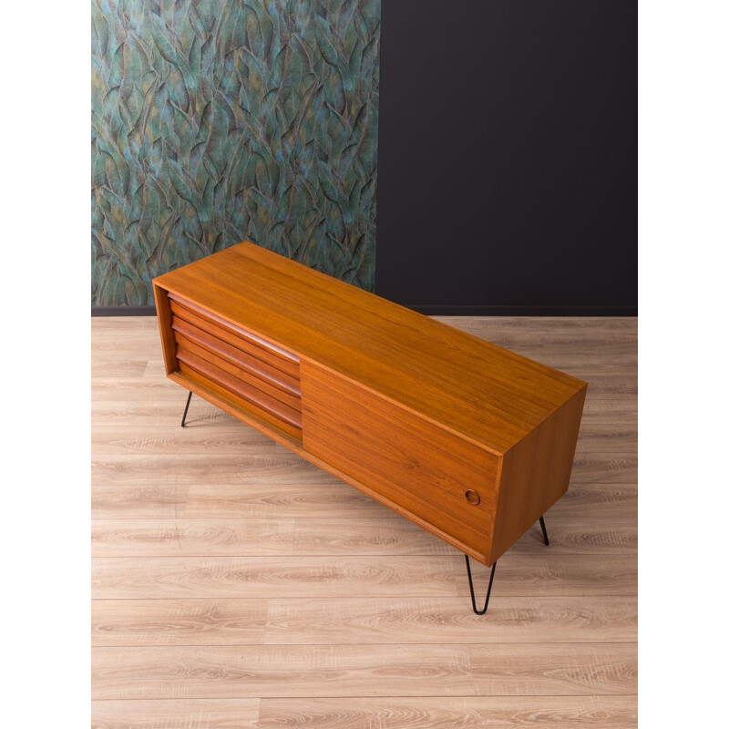 Vintage german sideboard in black steel and teakwood 1960