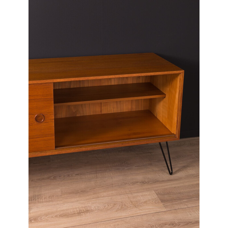 Vintage german sideboard in black steel and teakwood 1960