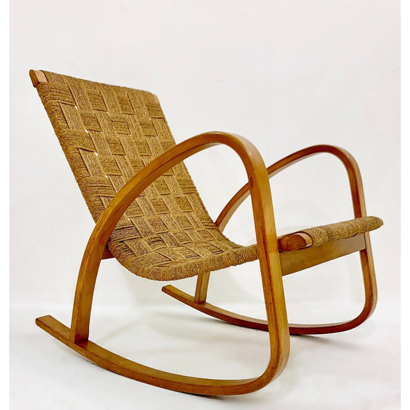 Vintage rocking chair in rope 1960s 