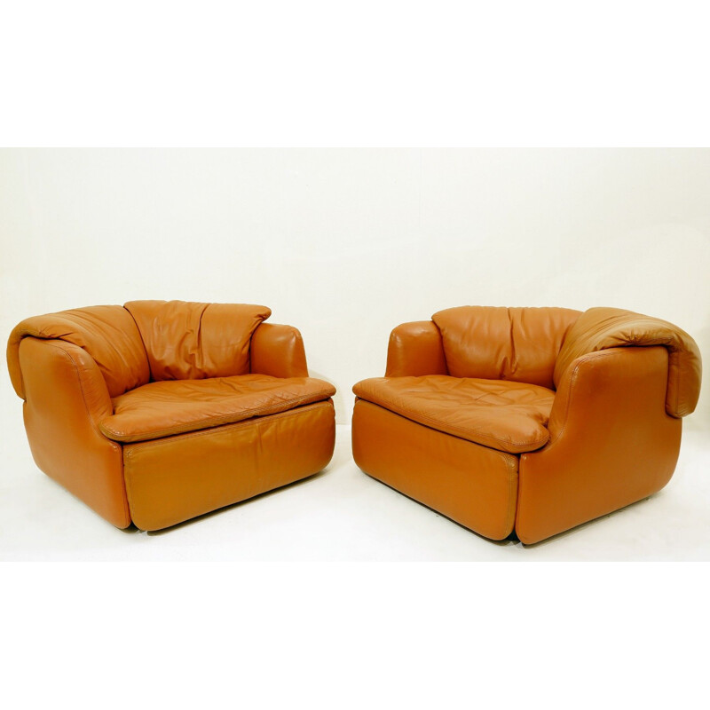 Pair of vintage armchairs by Alberto Rosselli for Saporiti 1970s