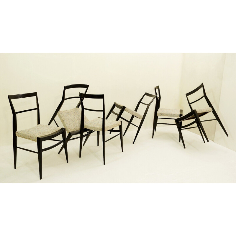 Set of 6 vintage dining chairs Italy 1950s 