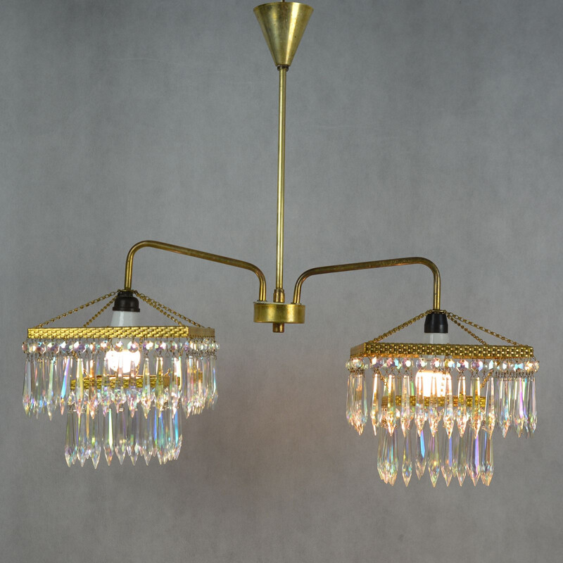 Vintage chandelier in crystal 209-02 by Zelaznoborske Sklo, Czechoslovakia, 1970s