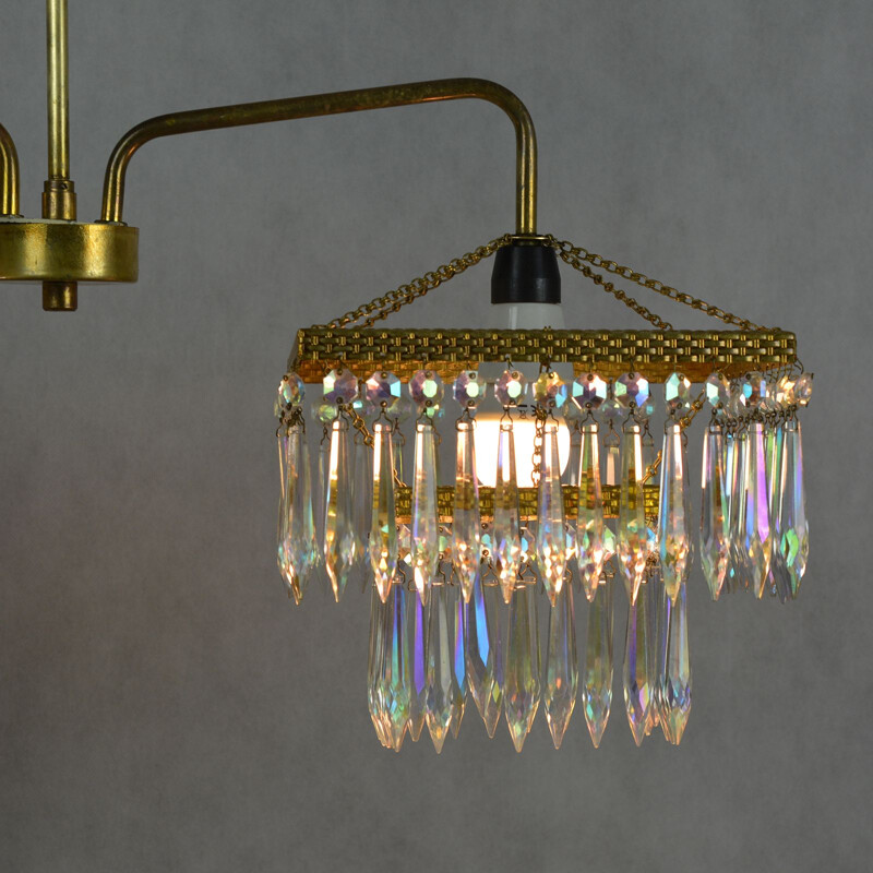 Vintage chandelier in crystal 209-02 by Zelaznoborske Sklo, Czechoslovakia, 1970s