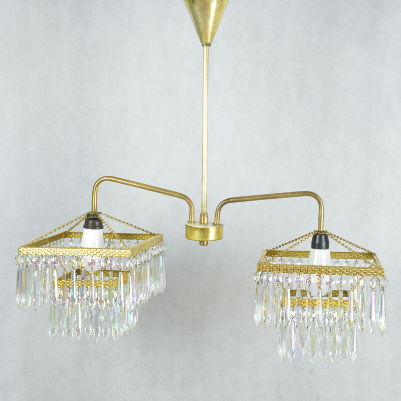 Vintage chandelier in crystal 209-02 by Zelaznoborske Sklo, Czechoslovakia, 1970s