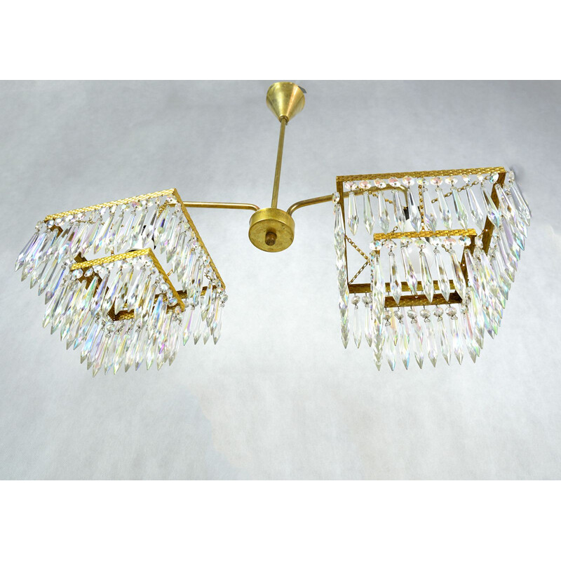 Vintage chandelier in crystal 209-02 by Zelaznoborske Sklo, Czechoslovakia, 1970s