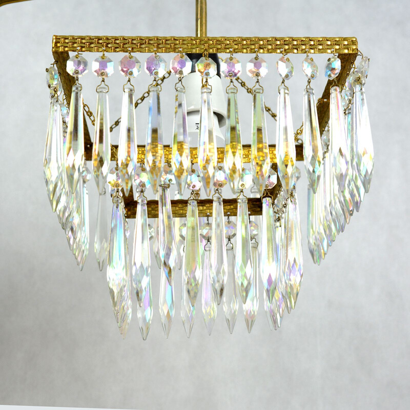 Vintage chandelier in crystal 209-02 by Zelaznoborske Sklo, Czechoslovakia, 1970s