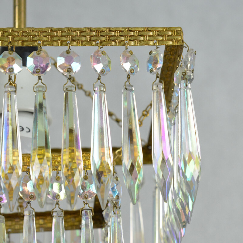 Vintage chandelier in crystal 209-02 by Zelaznoborske Sklo, Czechoslovakia, 1970s