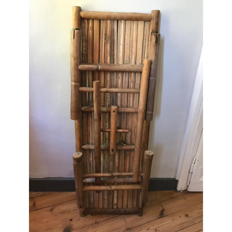 Vintage bench in bamboo foldable France 1950s