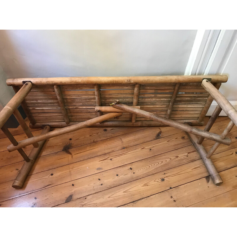 Vintage bench in bamboo foldable France 1950s