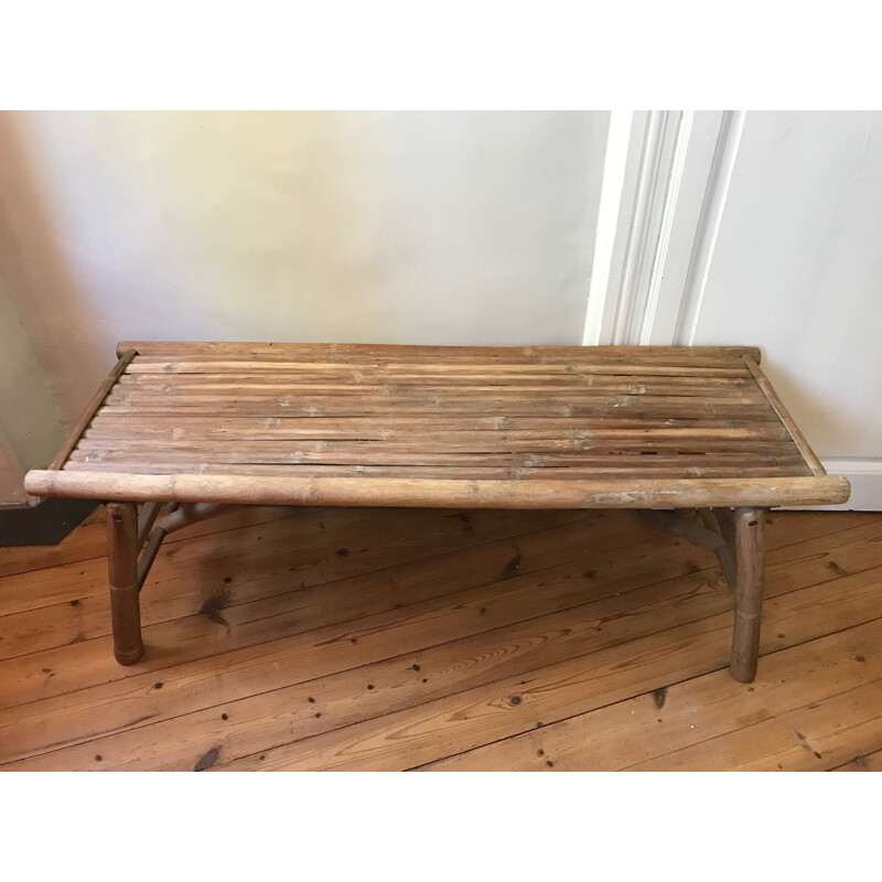 Vintage bench in bamboo foldable France 1950s