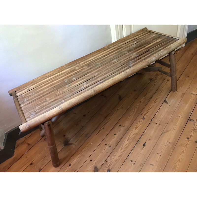 Vintage bench in bamboo foldable France 1950s