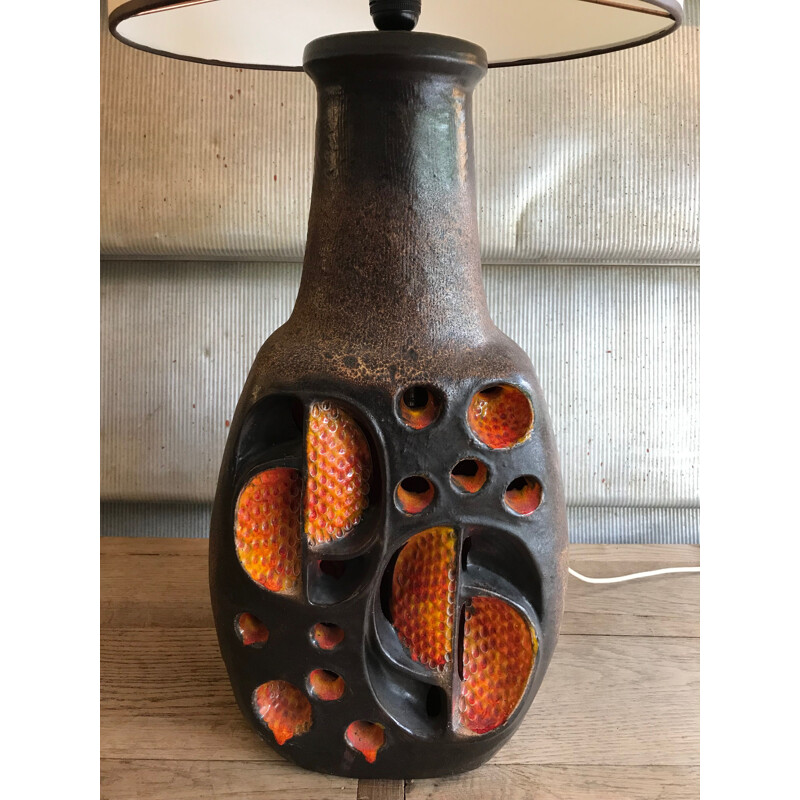 Lampe vintage en céramique France 1970s
