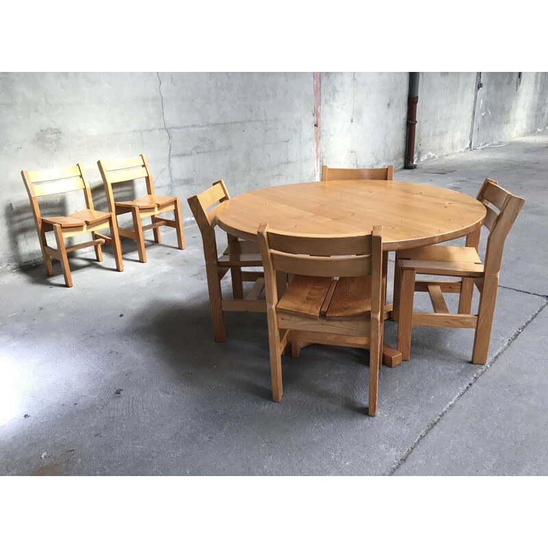 Vintage dining set in pine by Roland Haeusler for Regain