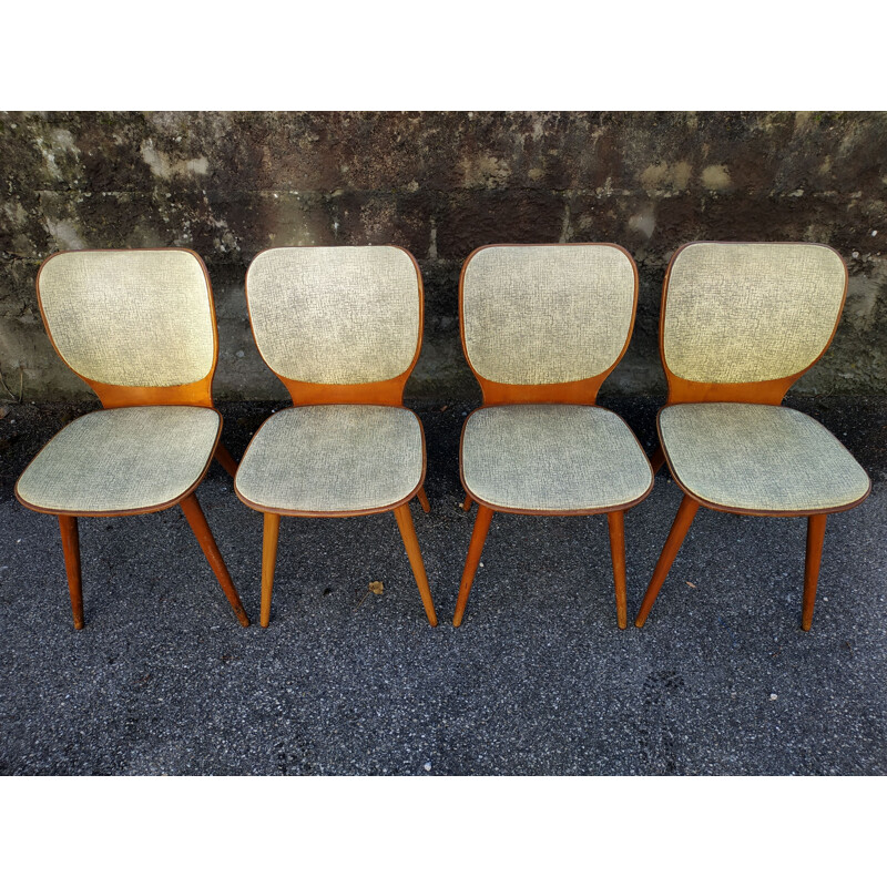 Suite de 4 chaises vintage Baumann par Max Bill années 50