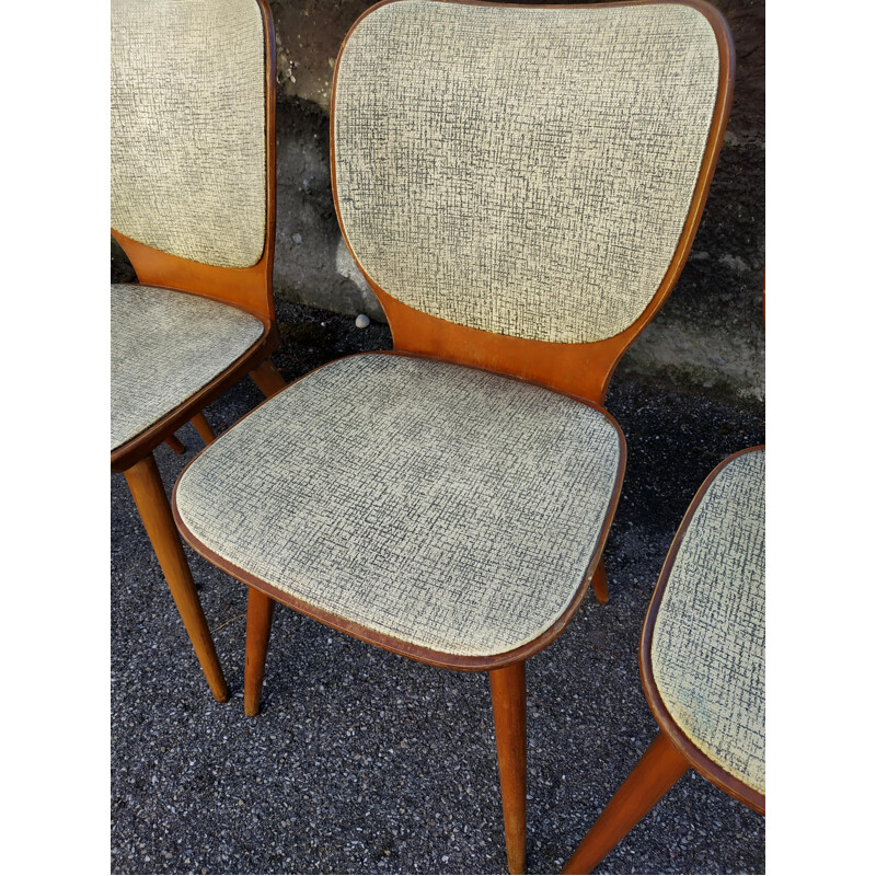 Suite de 4 chaises vintage Baumann par Max Bill années 50