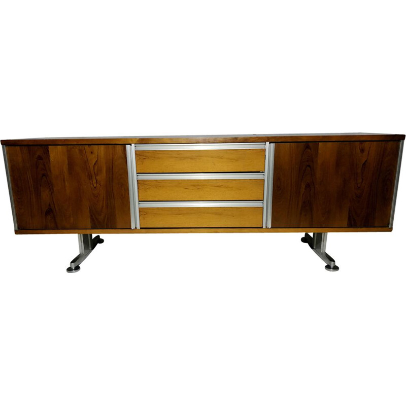 Vintage sideboard for EFA in rosewood and aluminium 1970