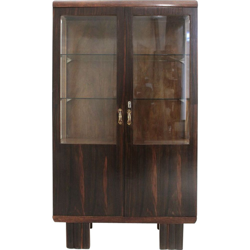 Vintage italian showcase in wood and glass 1930