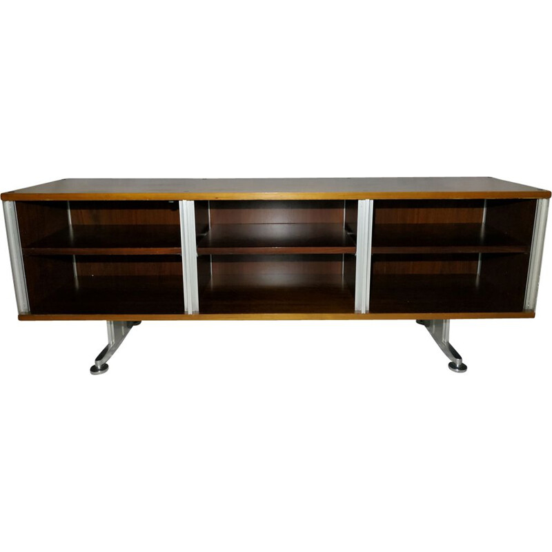 Vintage low highboard for EFA in rosewood and aluminium 1970