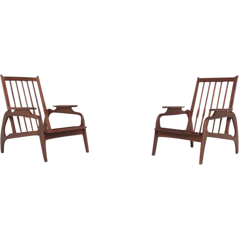 Pair of vintage armchairs in rosewood Scandinavian 60s