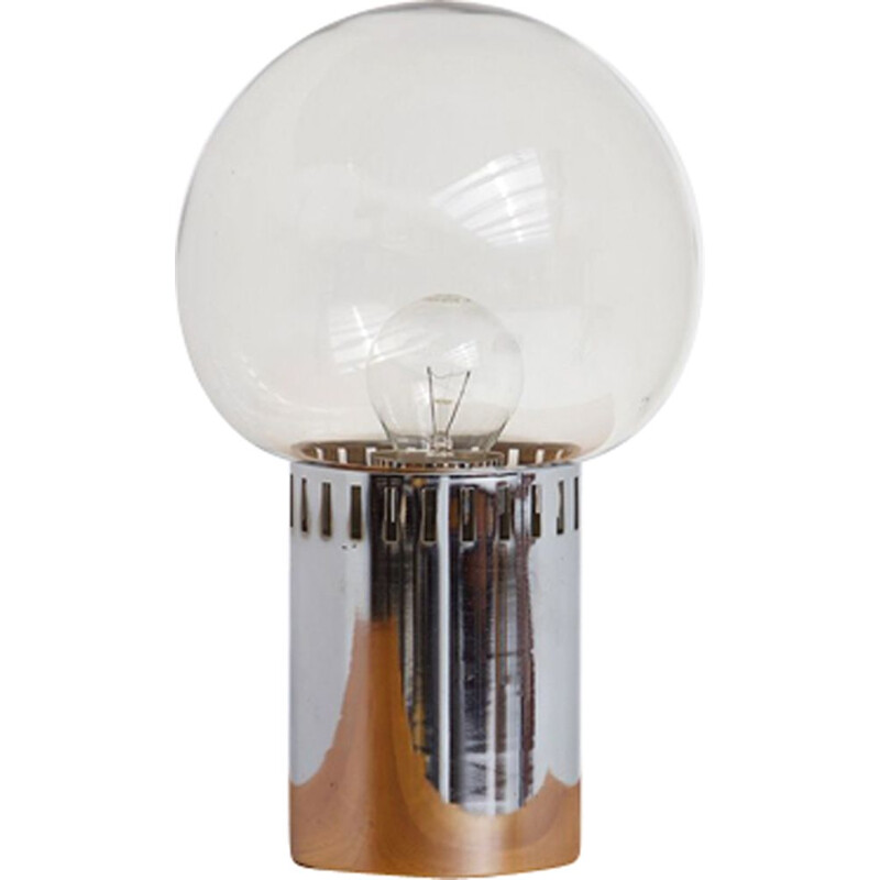 Vintage chrome smoked glass lamp 1970
