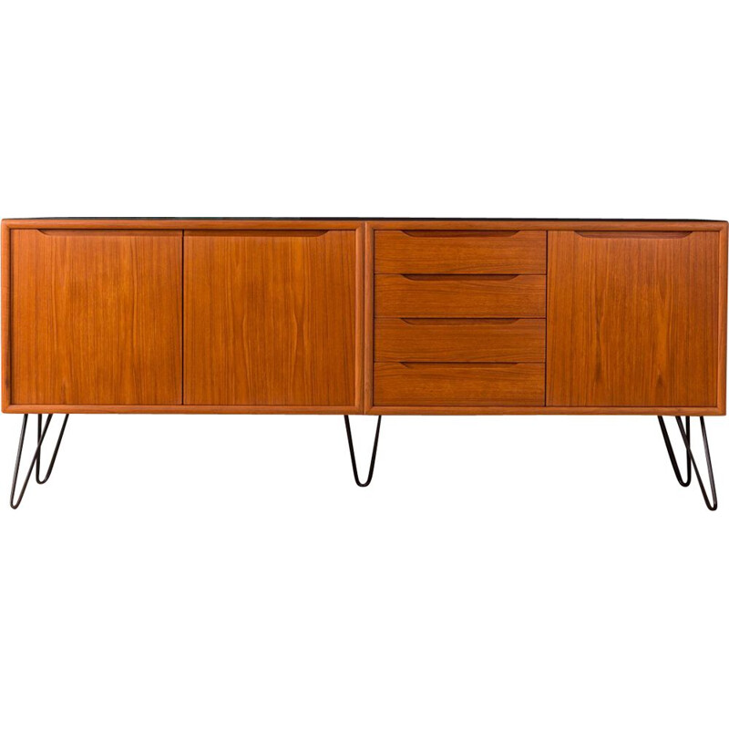 Vintage scandinavian sideboard in teakwood and black formica 1960