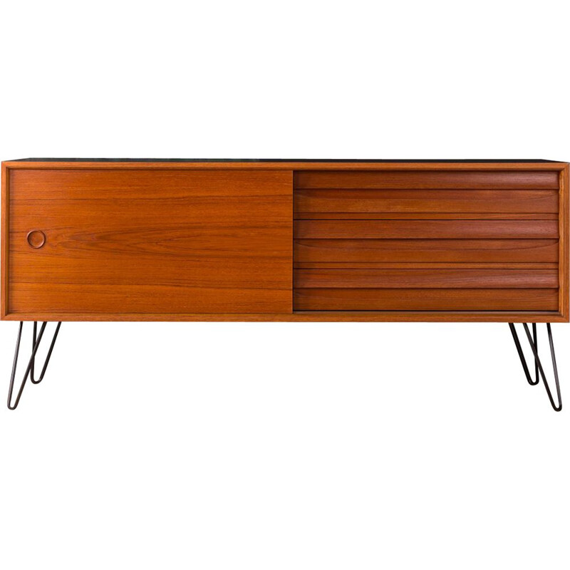 Vintage scandinavian sideboard in teakwood and black formica 1960