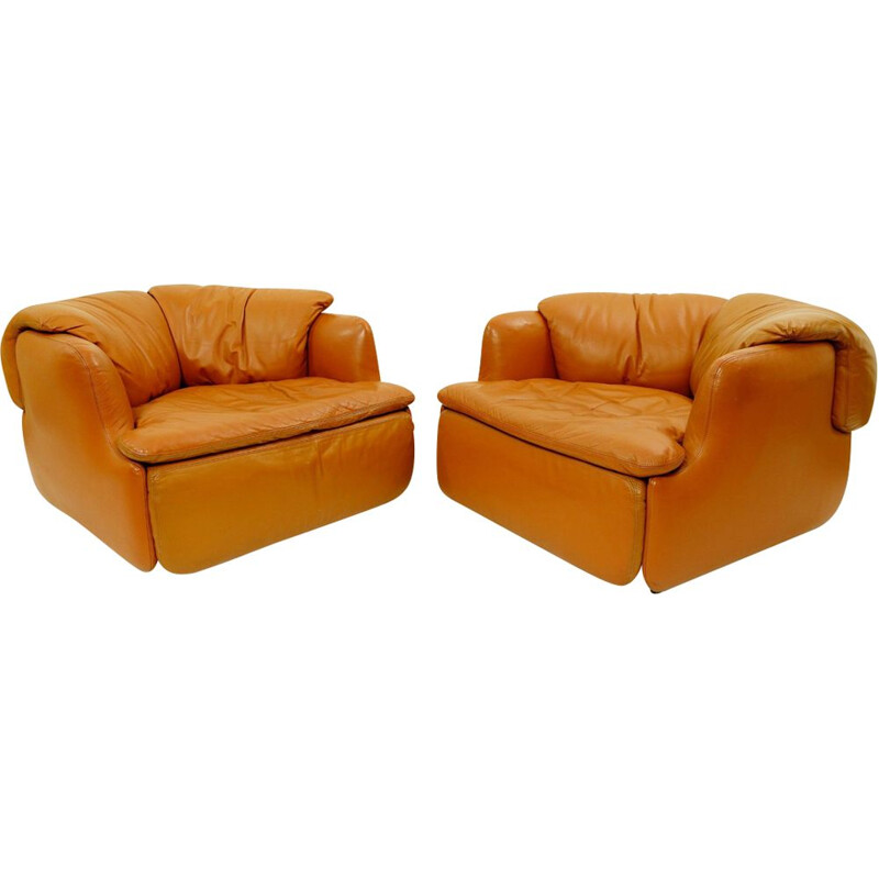 Pair of vintage armchairs by Alberto Rosselli for Saporiti 1970s