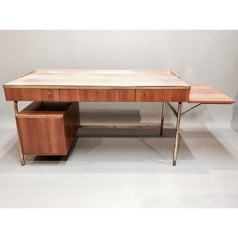 Vintage desk in rosewood and brass Scandinavian 1950