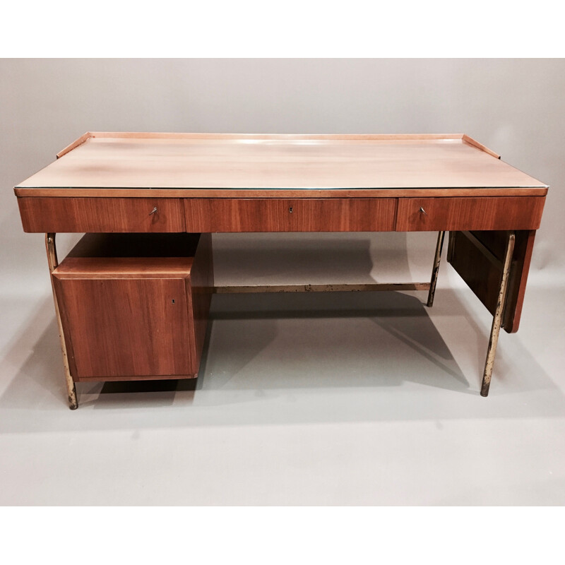 Vintage desk in rosewood and brass Scandinavian 1950