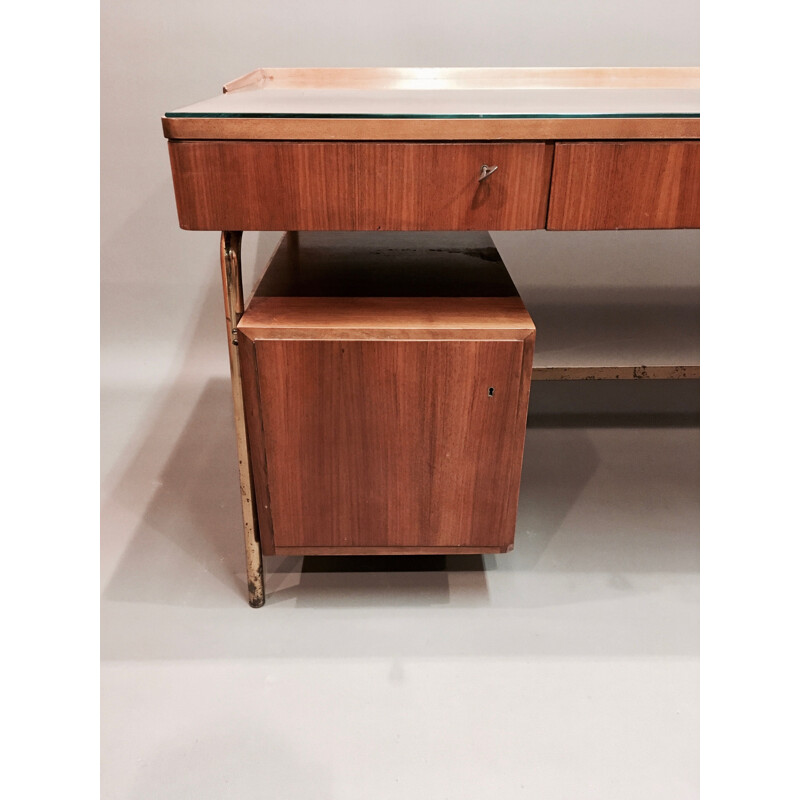 Vintage desk in rosewood and brass Scandinavian 1950