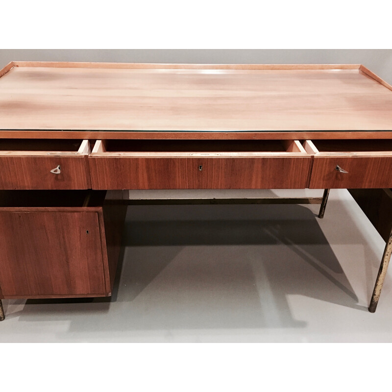 Vintage desk in rosewood and brass Scandinavian 1950