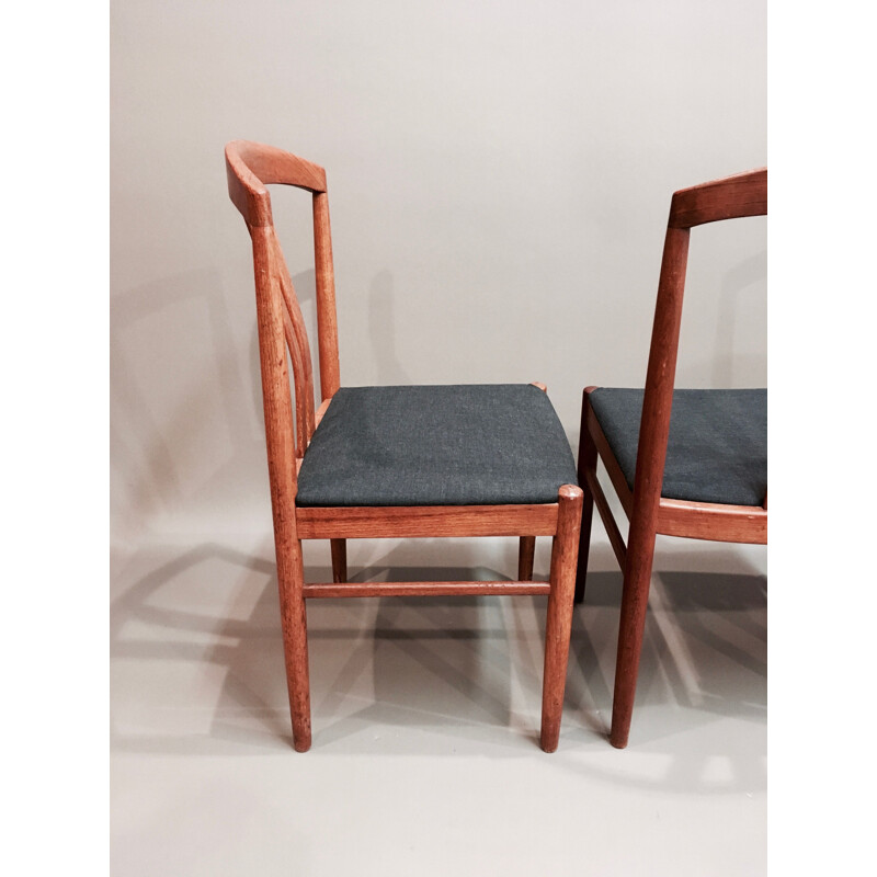 Set of 4 vintage grey chairs for Jahansson Sweden in teak 1950