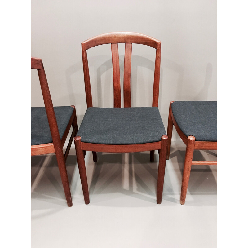 Suite de 4 chaises vintage grises pour Jahansson Sweden en teck 1950