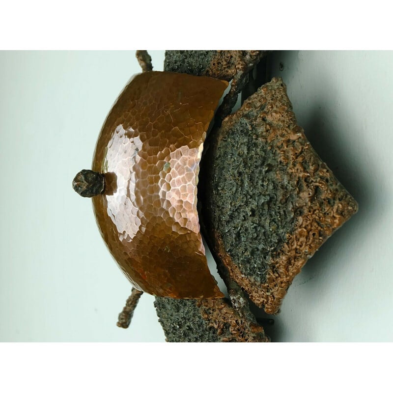 German brutalist copper and iron Wall lamp 1960s